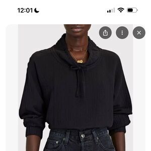 Xirena shay cotton gauze top in black